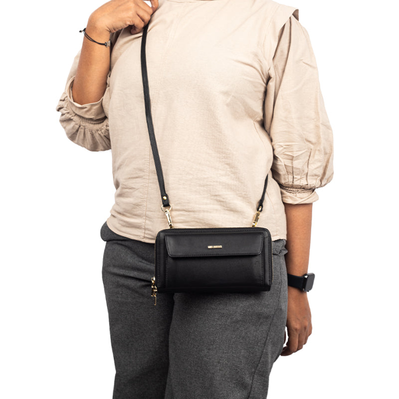 Dompet Panjang Kulit Wanita Gino Mariani Long Leather Wallet Ambra Black