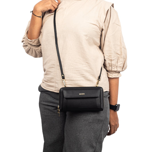 Dompet Panjang Kulit Wanita Gino Mariani Long Leather Wallet Ambra Black