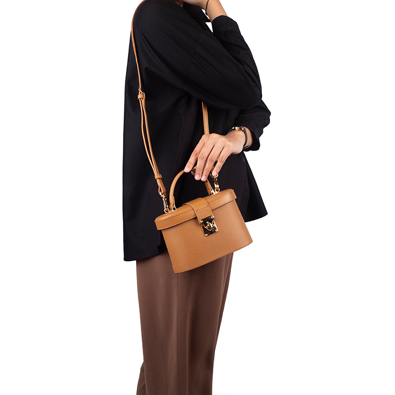 Tas Wanita Gino Mariani Top Handle Bag Debra Light Brown