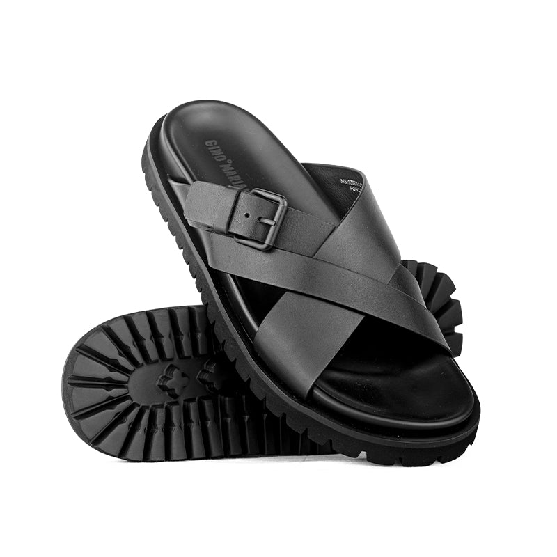 Sandal Kulit Pria Gino Mariani Fonzie Black