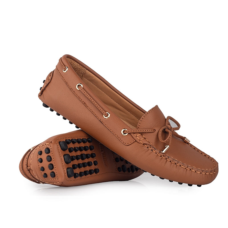 Sepatu Casual Wanita Loafer Moccasin Gino Mariani Ellen Light Brown