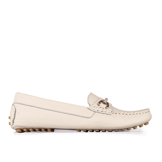 Sepatu Casual Wanita Loafer Moccasin Gino Mariani Elora 2 Bone White