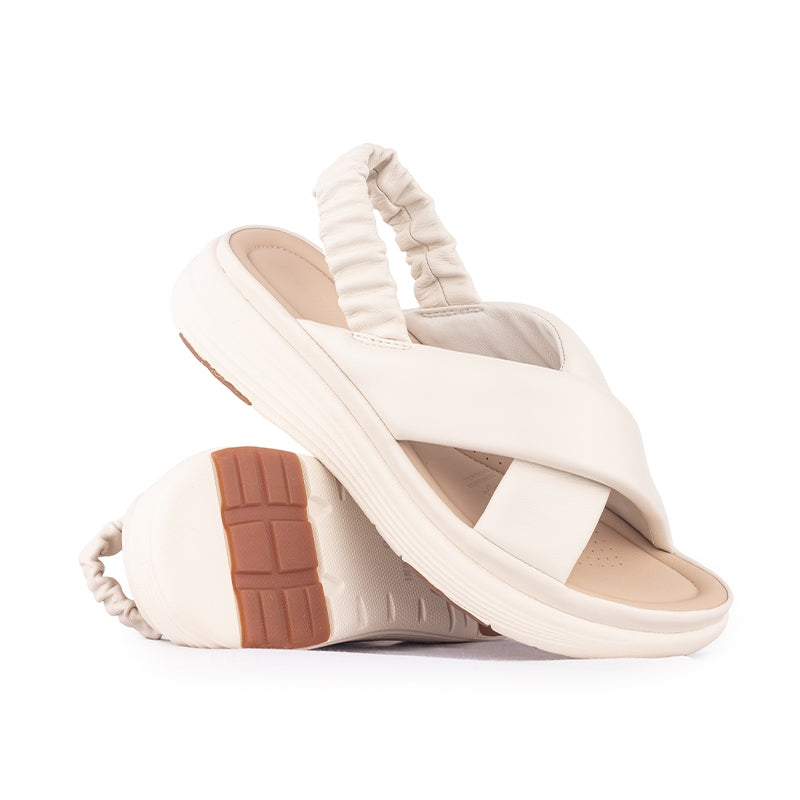 Sandal Strap Sling Back Wanita Casual Gino Mariani Brianna Off White