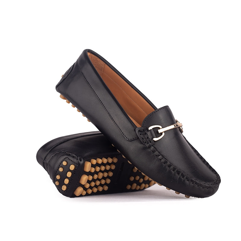 Sepatu Casual Wanita Loafer Moccasin Gino Mariani Elora 1 Black