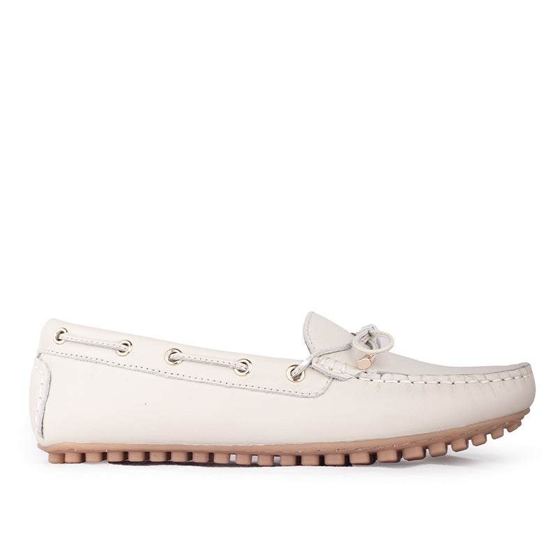 Sepatu Casual Wanita Loafer Moccasin Gino Mariani Estelle 3 Bone White