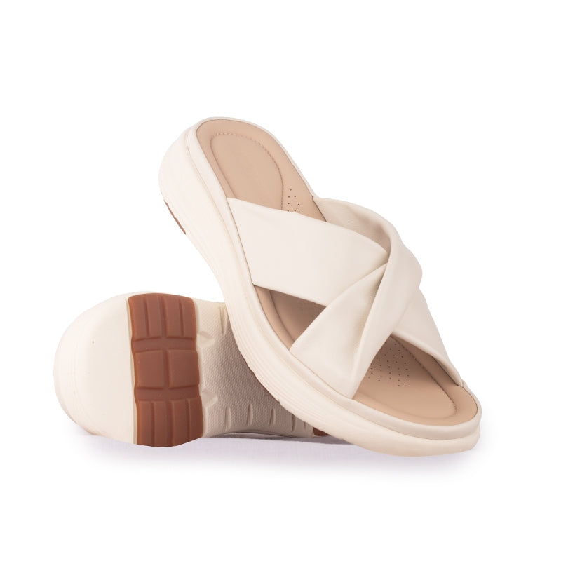 Sandal Strap Sling Back Wanita Casual Gino Mariani Brielle Off White