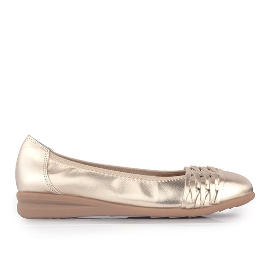 Sepatu Ballet Flats Wanita Gino Mariani Della Light Gold