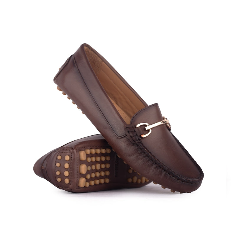 Sepatu Casual Wanita Loafer Moccasin Gino Mariani Elora 1 Brown