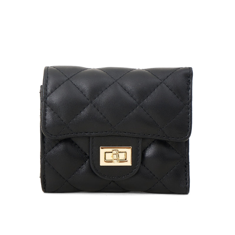 Dompet Kulit Wanita Gino Mariani Quilted Small Wallet Ayyara Black
