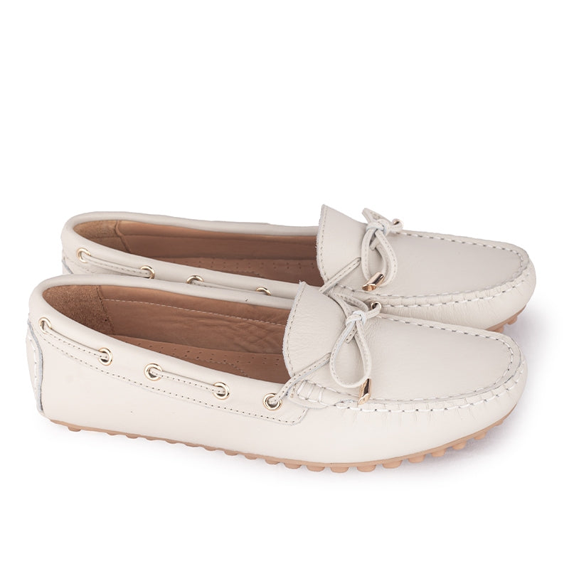 Sepatu Casual Wanita Loafer Moccasin Gino Mariani Estelle 3 Bone White