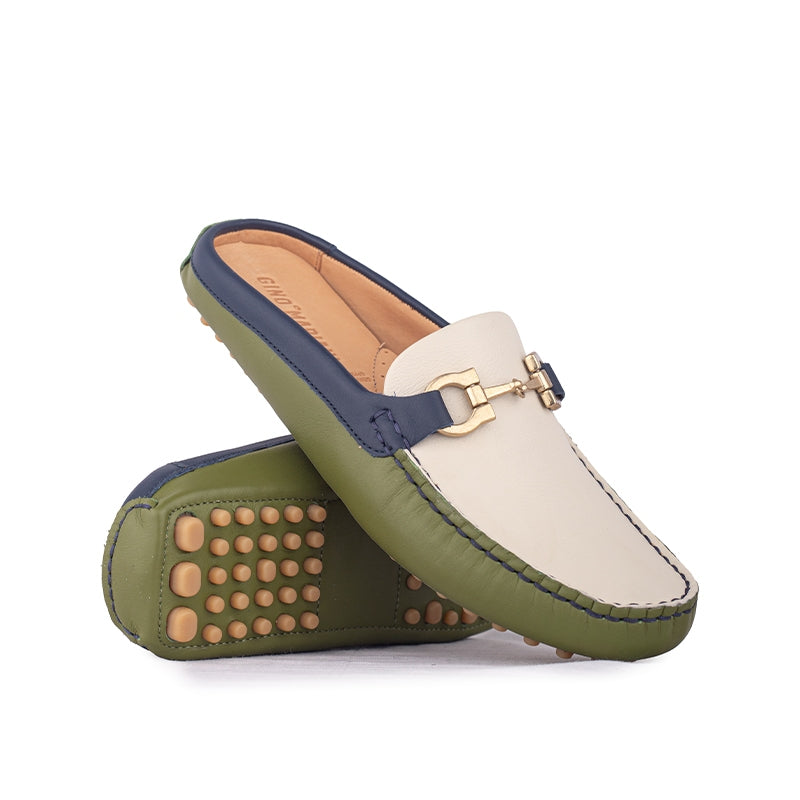 Sepatu Casual Mules Wanita Loafer Moccasin Gino Mariani Elda 9 Green Navy