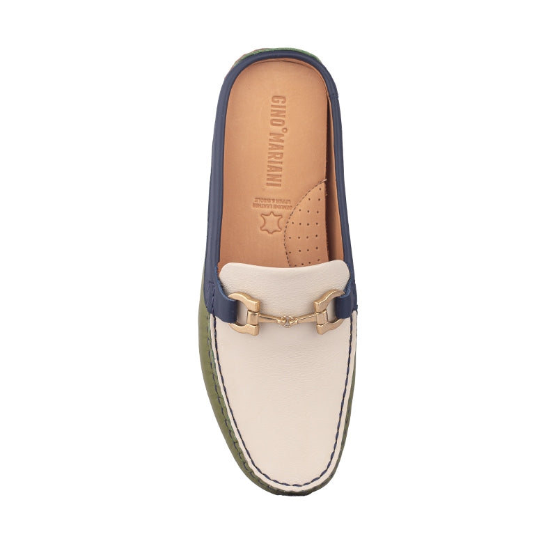 Sepatu Casual Mules Wanita Loafer Moccasin Gino Mariani Elda 9 Green Navy