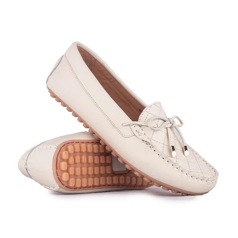 Sepatu Casual Wanita Loafer Moccasin Gino Mariani Estelle 2 Bone White