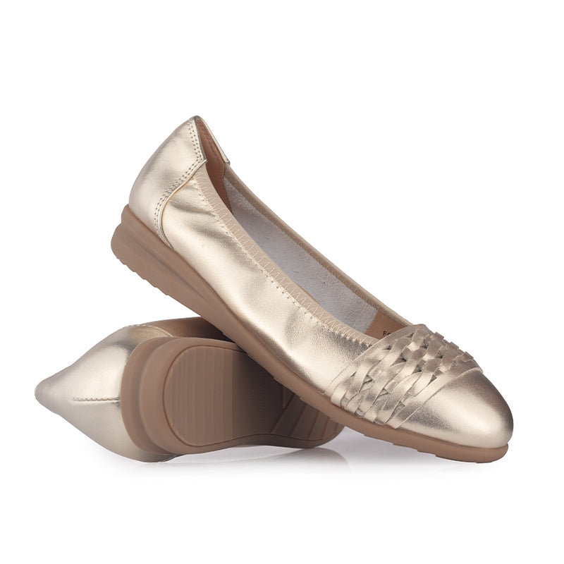 Sepatu Ballet Flats Wanita Gino Mariani Della Light Gold