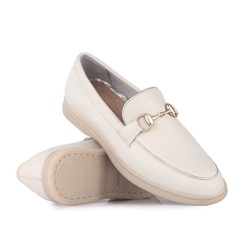 Sepatu Wanita Casual Loafer Moccasin Gino Mariani Emery 5 Bone White