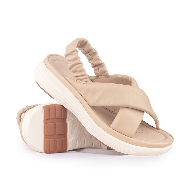 Sandal Strap Sling Back Wanita Casual Gino Mariani Brianna Apricot