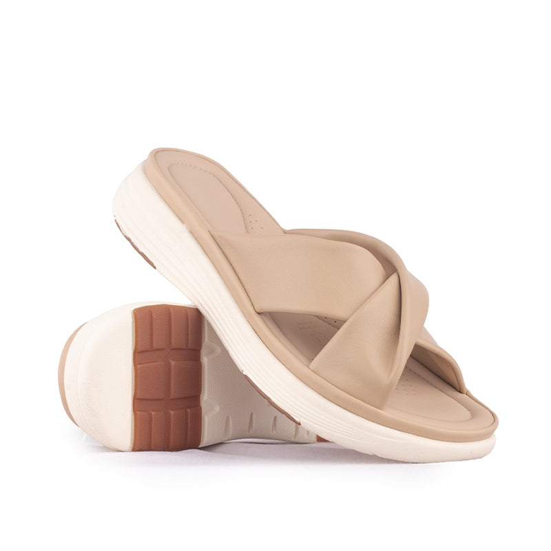 Sandal Strap Sling Back Wanita Casual Gino Mariani Brielle Apricot