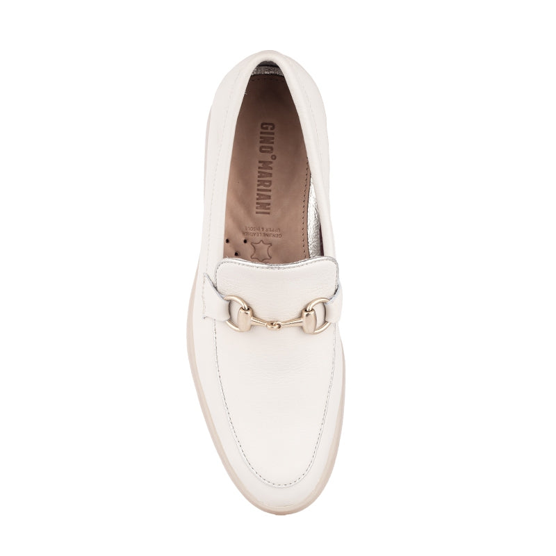 Sepatu Wanita Casual Loafer Moccasin Gino Mariani Emery 5 Bone White