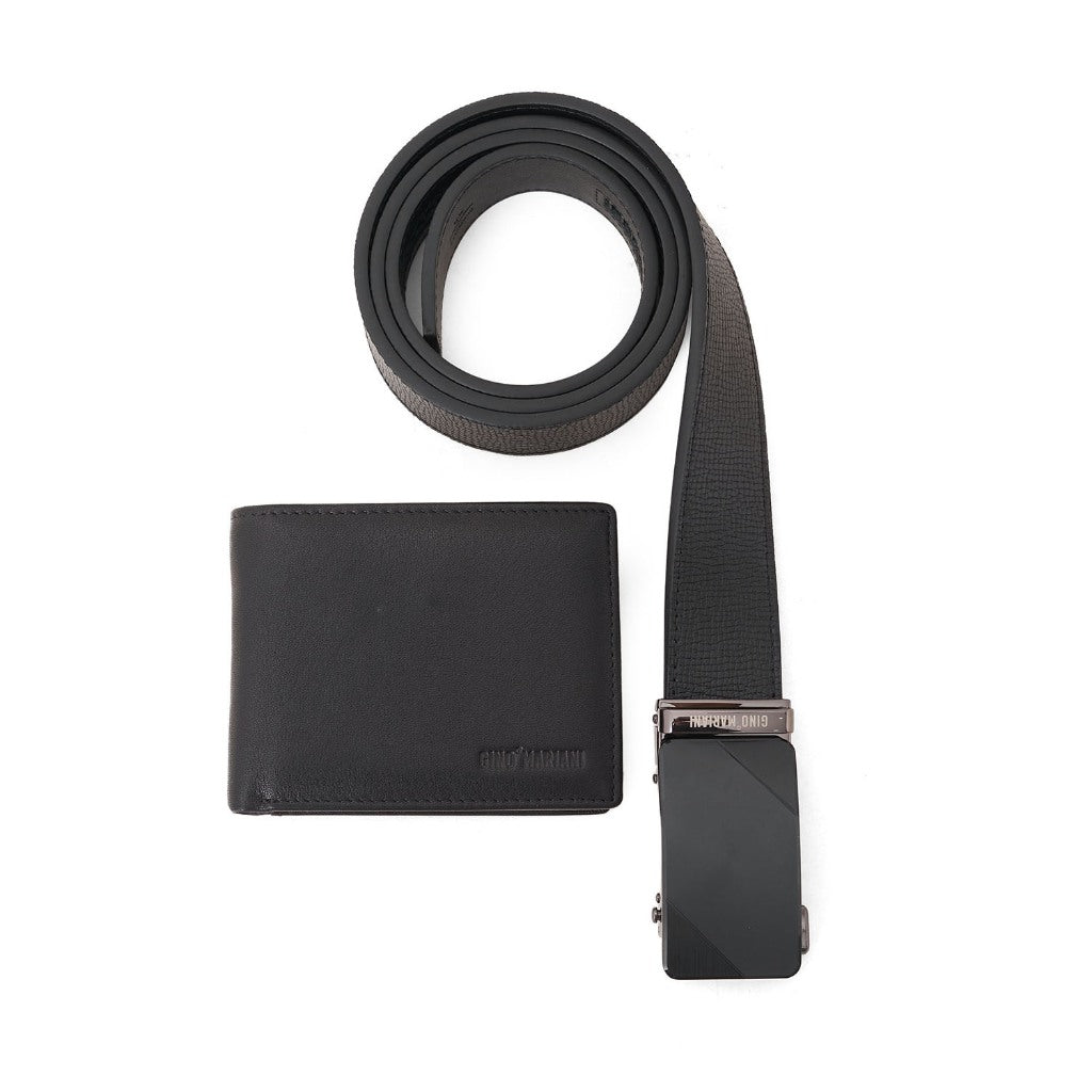Gino Mariani Craven - Boxed 2 In 1 Wallet & Belt Gift Set Black