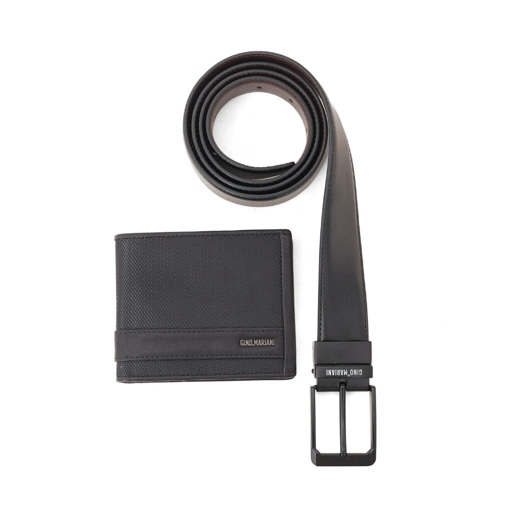 Gino Mariani Colin - Boxed 2 In 1 Wallet & Belt Gift Set Black/Coffee