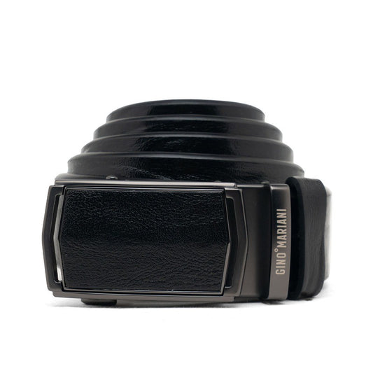 Gino Mariani Faustino Buckle Belt Kulit Pria Black