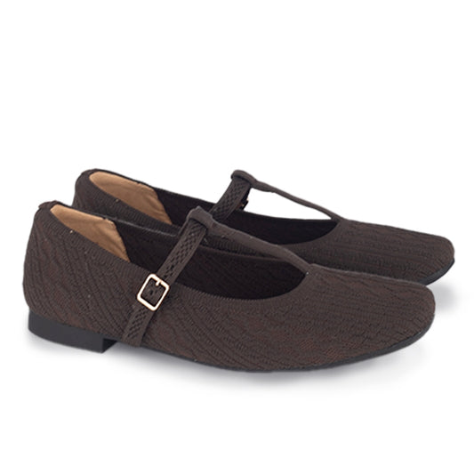 Sepatu Flats Knit Wanita Gino Mariani Gabriela Dark Brown