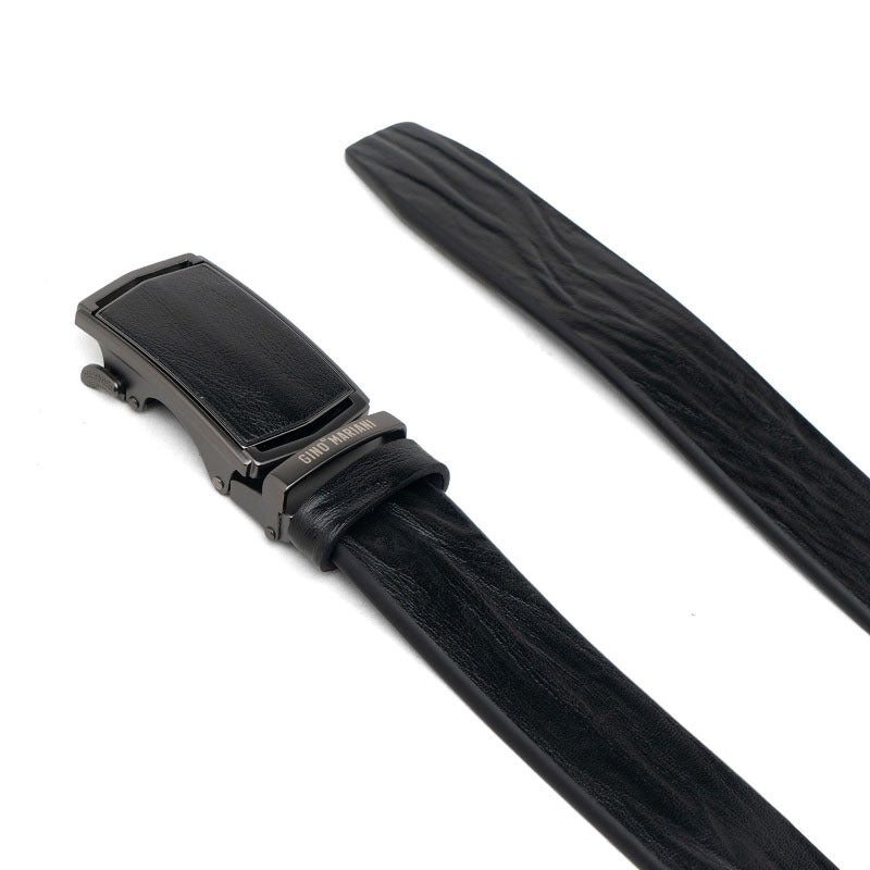 Gino Mariani Faustino Buckle Belt Kulit Pria Black