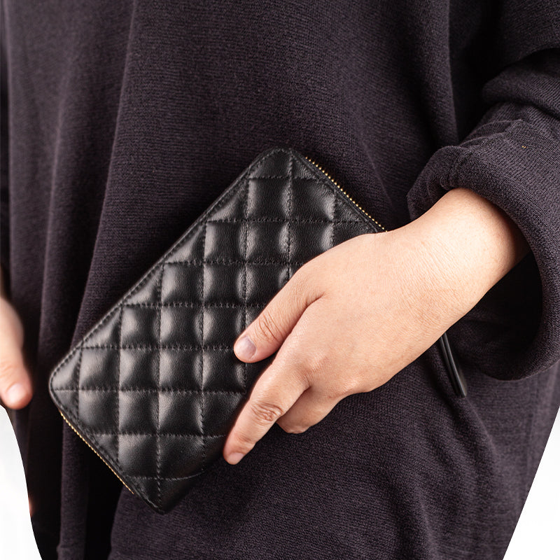Dompet Panjang Wanita Gino Mariani Quilted Long Wallet Aneska Black