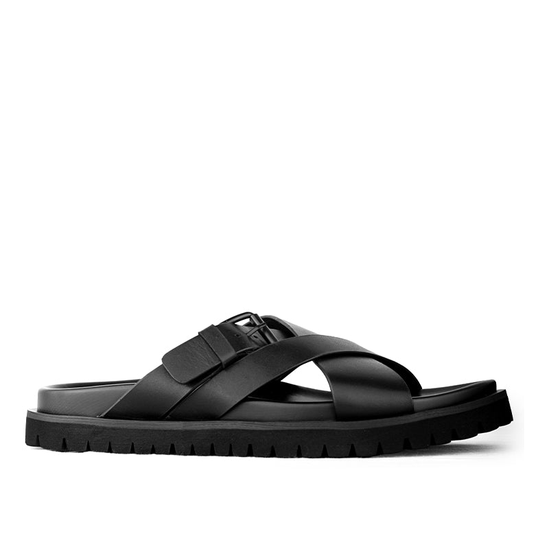 Sandal Kulit Pria Gino Mariani Fonzie Black