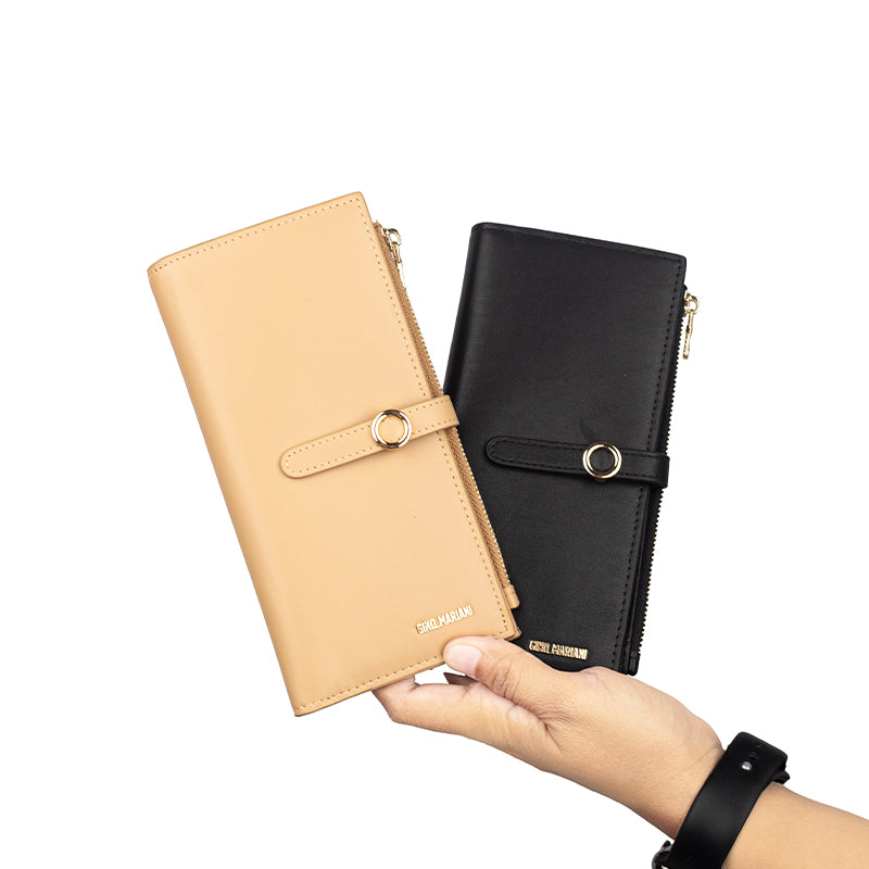 Dompet Panjang Kulit Wanita Gino Mariani Long Leather Wallet Angelica Beige