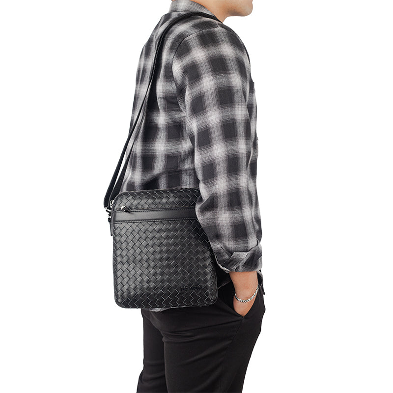 Tas Selempang Pria Kulit Gino Mariani Kevin Black