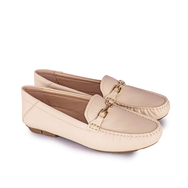 Sepatu Casual Wanita Loafer Moccasin Gino Mariani Grizel Beige