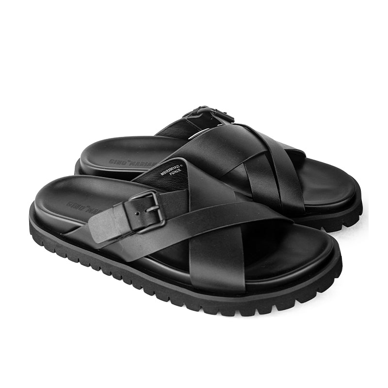 Sandal Kulit Pria Gino Mariani Fonzie Black