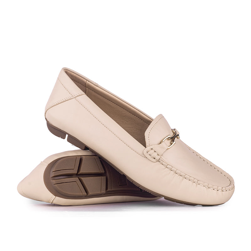 Sepatu Casual Wanita Loafer Moccasin Gino Mariani Grizel Beige