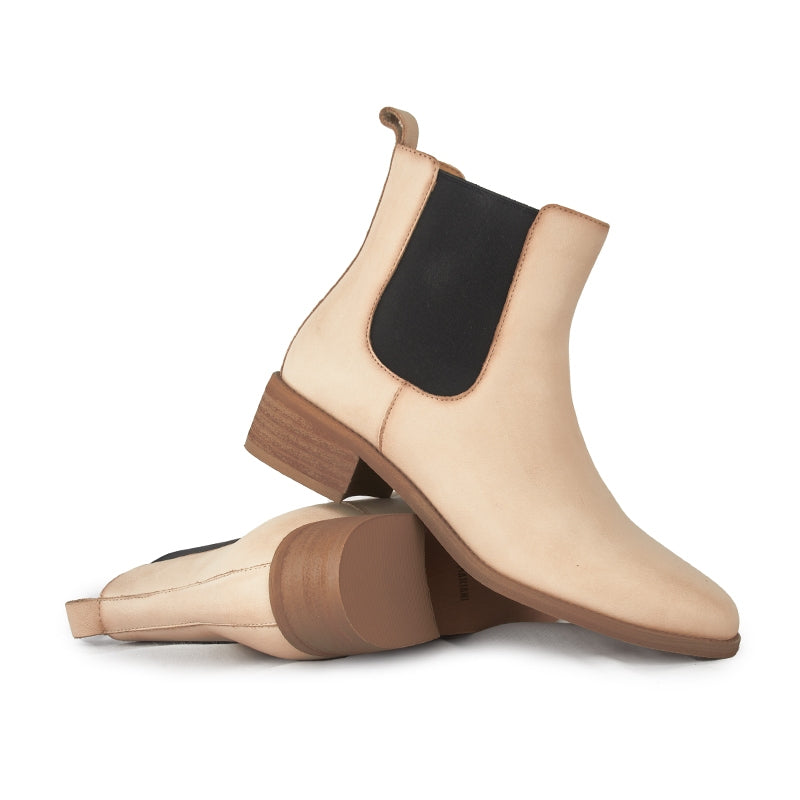 Sepatu Boots Wanita Kulit  Gino Mariani Airen Beige