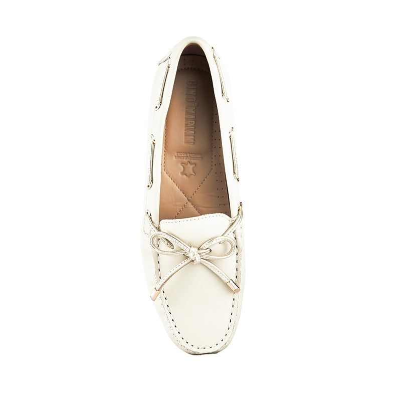 Sepatu Casual Wanita Loafer Moccasin Gino Mariani Estelle 1 Bone White