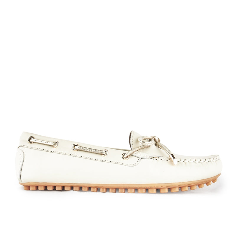 Sepatu Casual Wanita Loafer Moccasin Gino Mariani Estelle 1 Bone White