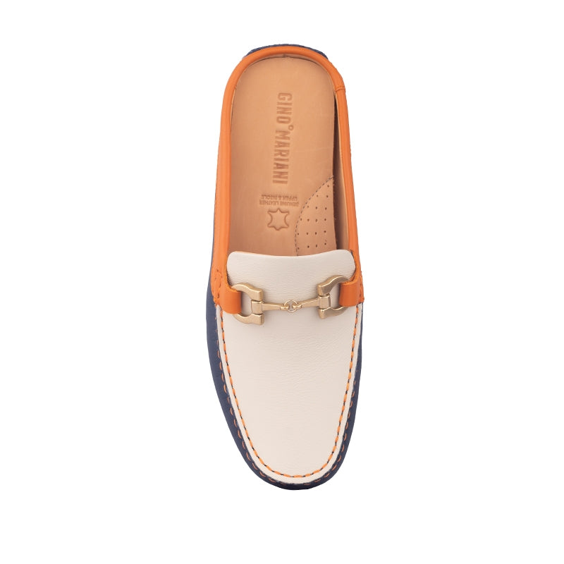 Sepatu Casual Mules Wanita Loafer Moccasin Gino Mariani Elda 9 Orange Navy