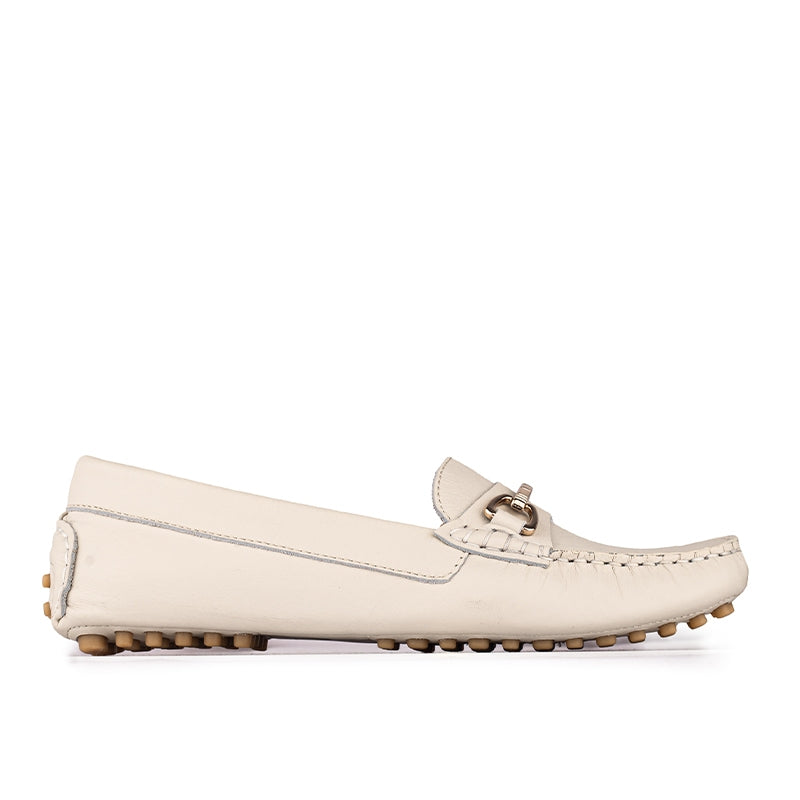 Sepatu Casual Wanita Loafer Moccasin Gino Mariani Elora 2 Bone White