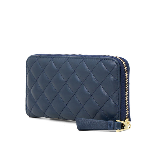 Dompet Panjang Wanita Gino Mariani Quilted Long Wallet Aneska Navy