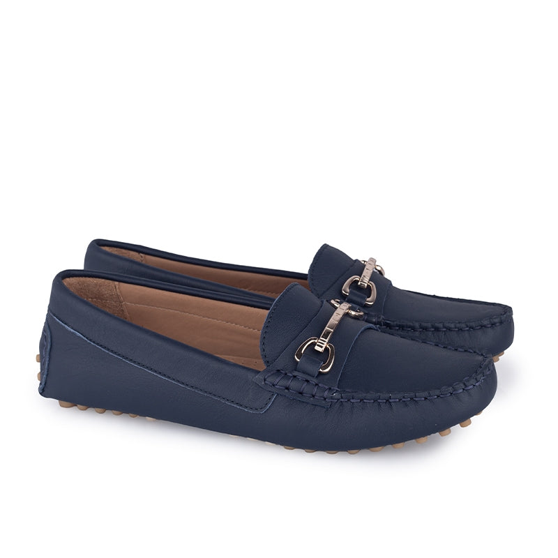 Sepatu Casual Wanita Loafer Moccasin Gino Mariani Elora 2 Navy