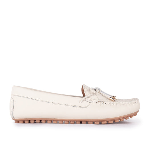 Sepatu Casual Wanita Loafer Moccasin Gino Mariani Estelle 2 Bone White