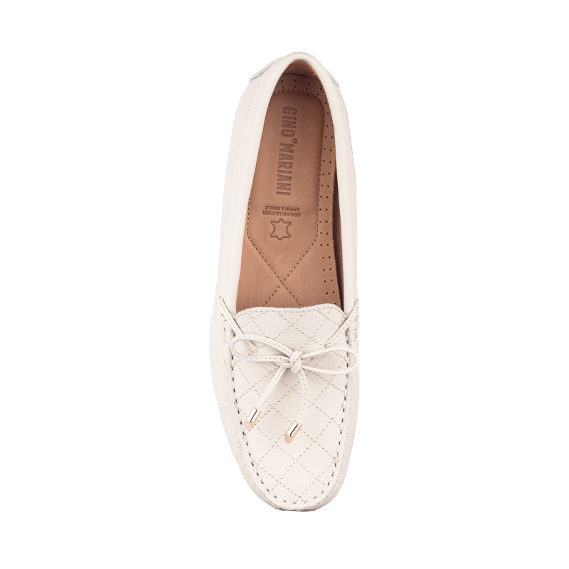 Sepatu Casual Wanita Loafer Moccasin Gino Mariani Estelle 2 Bone White