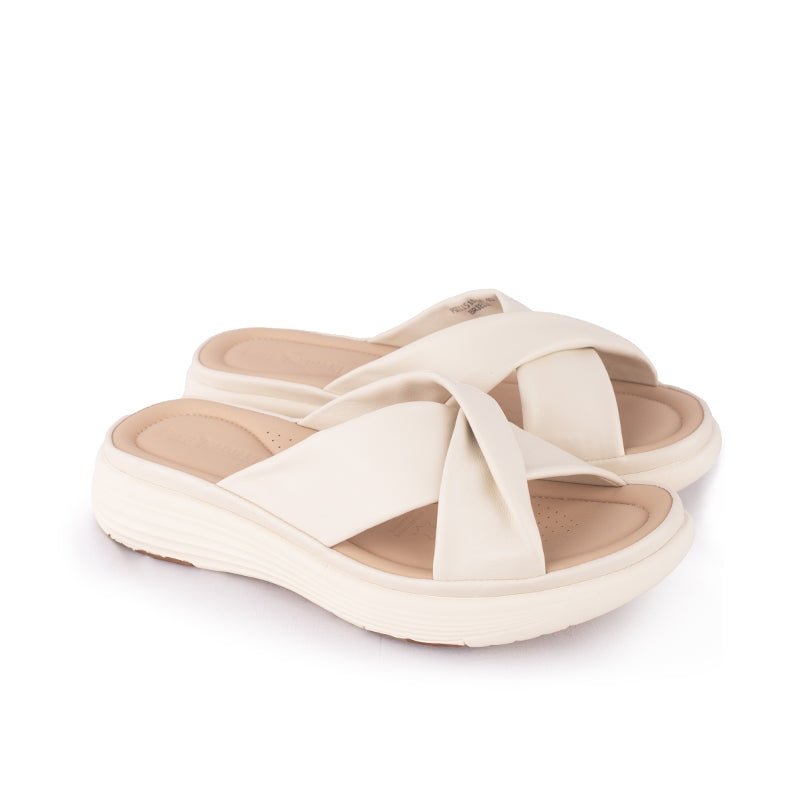 Sandal Strap Sling Back Wanita Casual Gino Mariani Brielle Off White