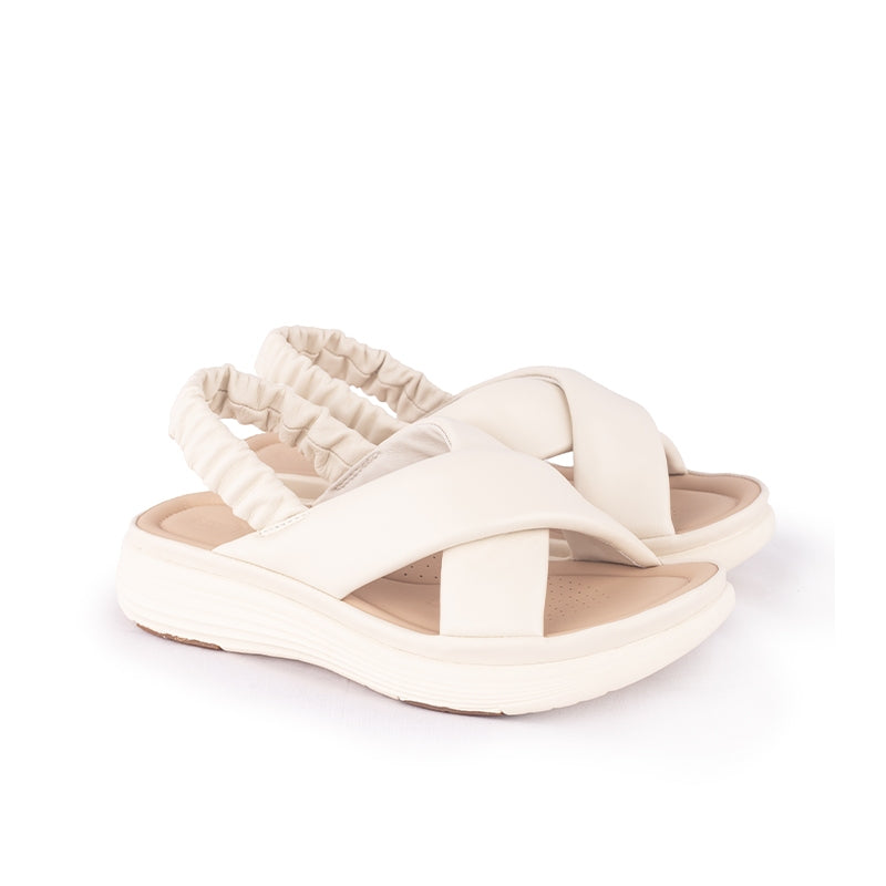 Sandal Strap Sling Back Wanita Casual Gino Mariani Brianna Off White