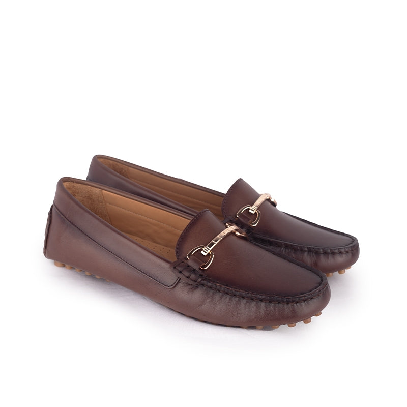 Sepatu Casual Wanita Loafer Moccasin Gino Mariani Elora 1 Brown