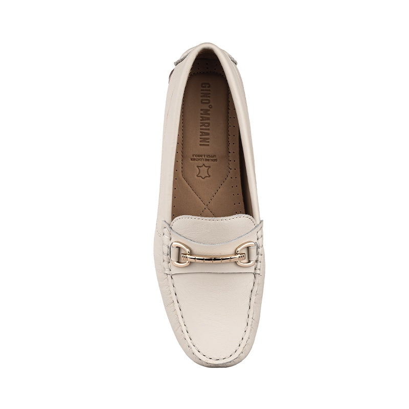 Sepatu Casual Wanita Loafer Moccasin Gino Mariani Elora 2 Bone White