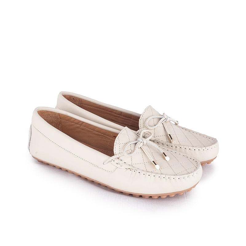 Sepatu Casual Wanita Loafer Moccasin Gino Mariani Estelle 2 Bone White