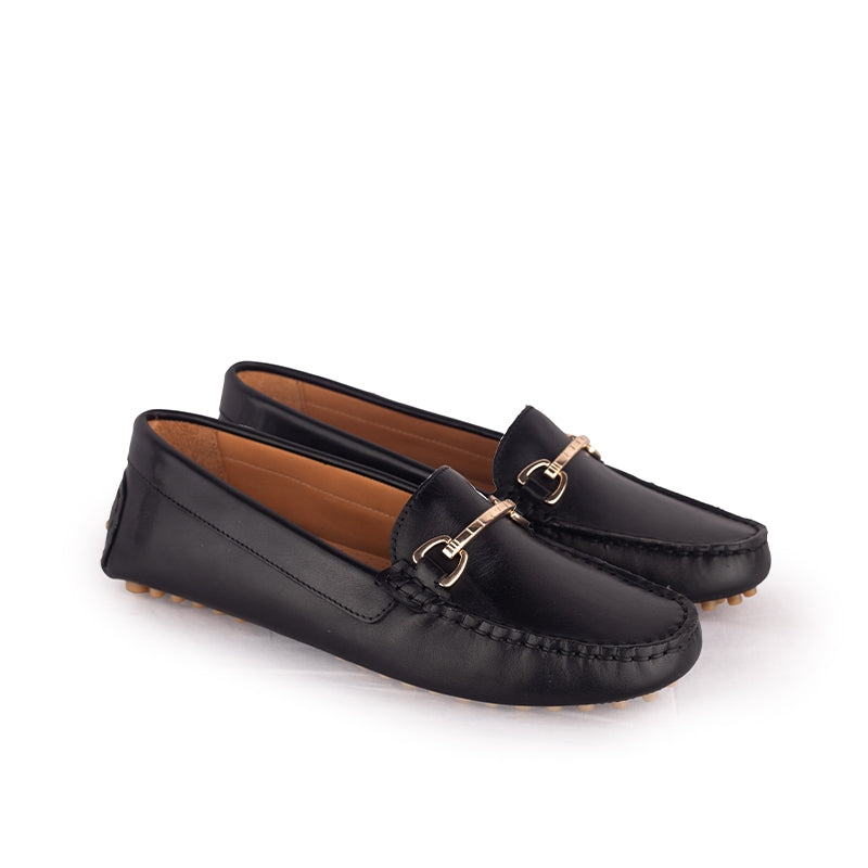 Sepatu Casual Wanita Loafer Moccasin Gino Mariani Elora 1 Black