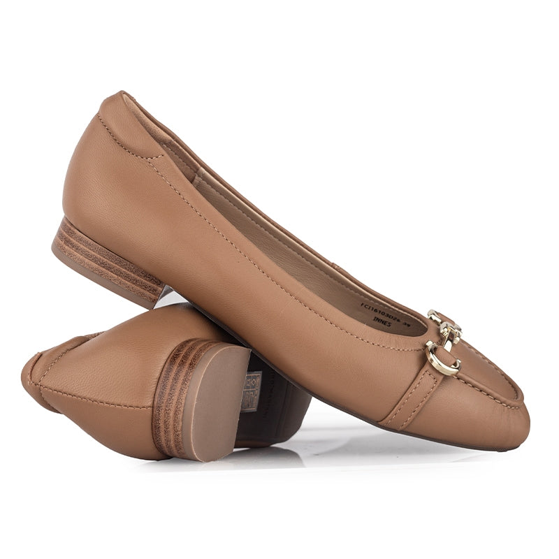 Sepatu Ballet Flats Wanita Gino Mariani Innes Light Brown
